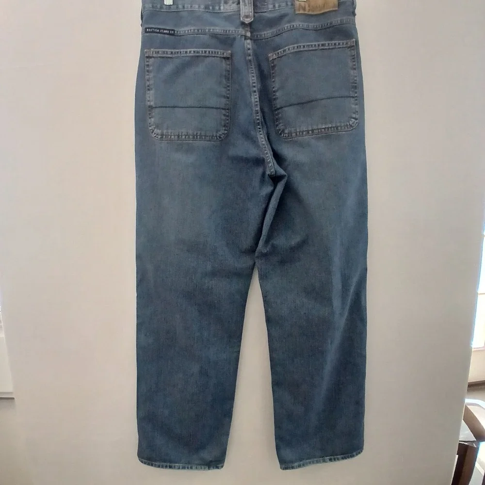 Nautica Jean Company Men Jeans Sz 36x32 Relaxed Fit Baggy Wide Leg MediumWash...